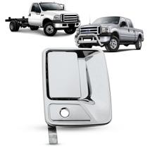 Maçaneta Externa da Porta Dianteira Cromada Com Furo Ford F250 F350 F4000 1998 a 2016