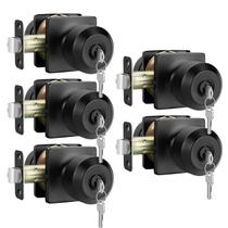 Maçaneta Haidms Black Keyed Alike com fechadura, pacote com 5 unidades, preto fosco