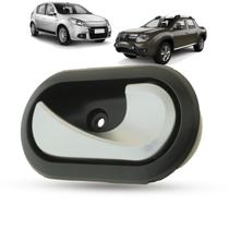 Maçaneta Interna da Porta Dianteira Traseira Prata Renault Duster 2011 a 2020 Logan 2007 a 2013 Megane 2006 a 2013