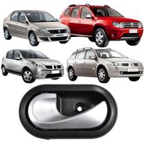 Macaneta Interna Porta Dianteira ou Traseira LD Duster Logan Megane Oroch Sandero Base Preta Puxador Prata
