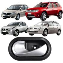 Macaneta Interna Porta Dianteira ou Traseira LE Duster Logan Megane Oroch Sandero Base Preta Puxador Prata