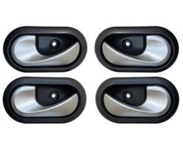 Maçaneta Interna Sandero Logan Megane Prata Kit 4