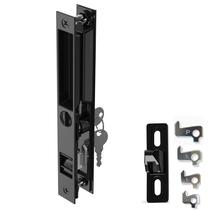 Maçaneta para porta de correr T-HAKEN 6,6 cm com furo, preta, com chave