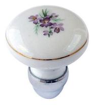 Macaneta Porcelana Floral Roxo Bola 55mm P/ Porta 18-05 Macaneta Porcelana Floral Roxo Bola 55mm P/ Porta 18-05