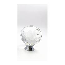 Maçaneta Puxador Cristal Redondo Ponto Bola Cromado 20MM Peq