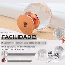 Maçaneta Puxador Cristal Redondo Ponto Bola Rose Gold 20MM P