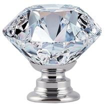 Maçanetas de armário de cristal FENSING 30 mm, prata transparente, 12 unidades