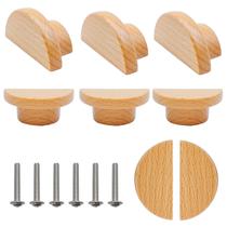 Maçanetas de cômoda de madeira Bmgop, 6 peças, 5 cm, meia lua, madeira de faia Maçanetas de cômoda de madeira Bmgop, 6 peças, 5 cm, meia lua, madeira de faia