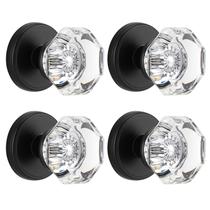 Maçanetas de cristal de vidro fictícias CLCTK Matte Black, pacote com 4