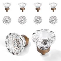 Maçanetas de gabinete CEYMIO, pacote com 8, cristal, latão de 3,6 cm