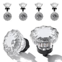 Maçanetas de gabinete CEYMIO, pacote com 8, cristal, preto fosco, 3,6 cm