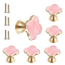 Maçanetas de gabinete de liga de zinco SSYHQAX de 6 peças de trevo rosa Maçanetas de gabinete de liga de zinco SSYHQAX de 6 peças de trevo rosa