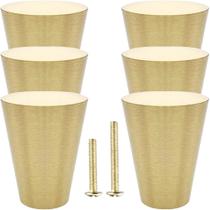 Maçanetas de gabinete YEWLACA, 6 peças de latão sólido, ouro escovado, 2,5 cm Maçanetas de gabinete YEWLACA, 6 peças de latão sólido, ouro escovado, 2,5 cm