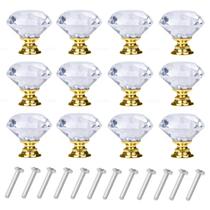 Maçanetas de gaveta YourGift, pacote com 12, cristal, 3 cm de ouro