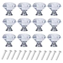 Maçanetas de gaveta YourGift, vidro de cristal em forma de diamante, 30 mm, pacote com 12