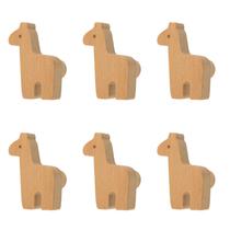 Maçanetas de madeira MOROBOR em forma de alpaca, 6 peças de madeira de faia
