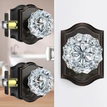 Maçanetas de porta Calzibeno Crystal com fechadura, interior de vidro, pacote com 3 Maçanetas de porta Calzibeno Crystal com fechadura, interior de vidro, pacote com 3