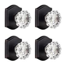 Maçanetas de porta CLCTK Crystal Half-Dummy Glass, pacote com 4 unidades de bronze