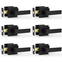 Maçanetas de porta Estmoon Matte Black Passage Interior, pacote com 6