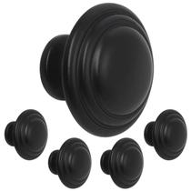 Maçanetas de porta Gobrico 35 mm pretas redondas, pacote com 5 puxadores de gabinete Maçanetas de porta Gobrico 35 mm pretas redondas, pacote com 5 puxadores de gabinete