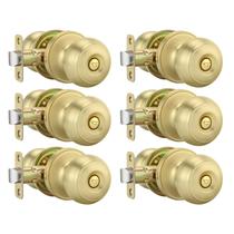Maçanetas de porta: Goldenwarm Gold Interior, pacote com 6, escovado para privacidade