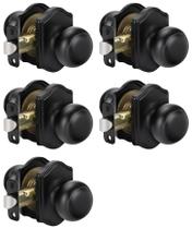 Maçanetas de porta goldenwarm Matte Black Passage, pacote com 5