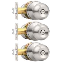 Maçanetas de porta Probrico Privacy Bed/Bath Ball em níquel escovado, pacote com 3 Maçanetas de porta Probrico Privacy Bed/Bath Ball em níquel escovado, pacote com 3