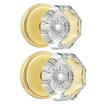 Maçanetas fictícias CLCTK Crystal Gold, pacote com 2 unidades, latão polido