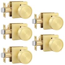 Maçanetas Goldenwarm Gold Privacy, latão escovado, pacote com 5 Maçanetas Goldenwarm Gold Privacy, latão escovado, pacote com 5