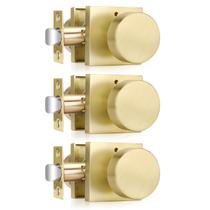 Maçanetas Haidms Gold Privacy com interior dourado escovado (pacote com 3)