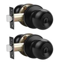 Maçanetas Probrico Black com fechadura e chave para exterior, pacote com 2