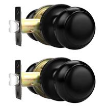 Maçanetas Probrico Hall/Closet Flat Black Finish, pacote com 2