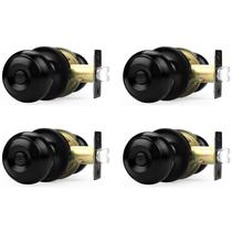 Maçanetas Probrico Matte Black com fechadura, banheiro, quarto, pacote com 4