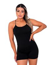 Macaquinho Academia Fitness Alcinha Com Bojo Removivel Preto