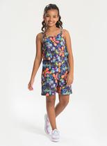 Macaquinho Alcinha Verão Menina Marinho Com Babado Borboletas