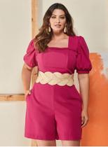 Macaquinho alfaiataria plus size pink