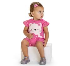 Macaquinho Bebê Feminino em Meia Malha Gatinha Rosa Kyly Macaquinho Bebê Feminino em Meia Malha Gatinha Rosa Kyly