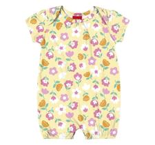 Macaquinho Bebê Feminino em Meia Malha Off White Florido Kyly Macaquinho Bebê Feminino em Meia Malha Off White Florido Kyly