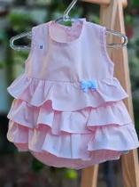 Macaquinho Bebê Menina com Babados Baby Blue Macaquinho Bebê Menina com Babados Baby Blue