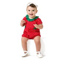 Macaquinho Bebê Menina Moranguinho em Meia Malha Kyly