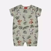 Macaquinho Bebê Menino Estampa Animaizinhos da Floresta Kyly Verde 6-9 M Macaquinho Bebê Menino Estampa Animaizinhos da Floresta Kyly Verde 6-9 M