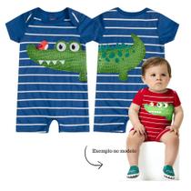 Macaquinho Bebê Menino Kyly Algodão Estampa Jacaré Azul Macaquinho Bebê Menino Kyly Algodão Estampa Jacaré Azul