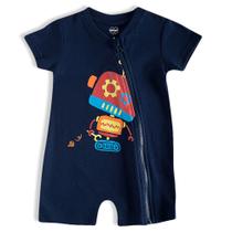 Macaquinho Bebê Robô Marinho com zíper lateral