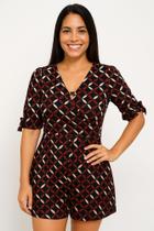 Macaquinho Bloguerinha Manga Curta Inspiração Estampado