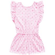 Macaquinho branco e rosa neon flores Kiko e Kika