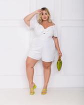 Macaquinho Branco em Malha Crepe com amarração frontal TAM G1