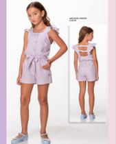 Macaquinho c/ botao encapado e faixa p/ amarrar na cintura lilás