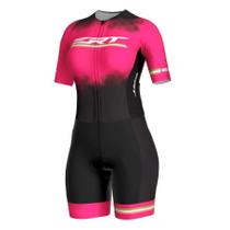 Macaquinho ciclismo feminino ERT Elite Pink Power forro em gel Macaquinho ciclismo feminino ERT Elite Pink Power forro em gel