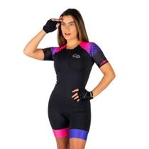 Macaquinho Ciclismo Poliéster e Elastano Aurora Cabani Sports Manga Curta Feminino