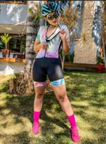 Macaquinho Ciclismo Top e Tiara Feminino (Vários Modelos) Manga Curta Forro em ESPUMA